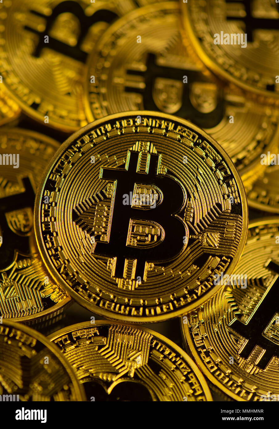 Una rappresentazione visiva del digitale Bitcoin cryptocurrency. Foto Stock