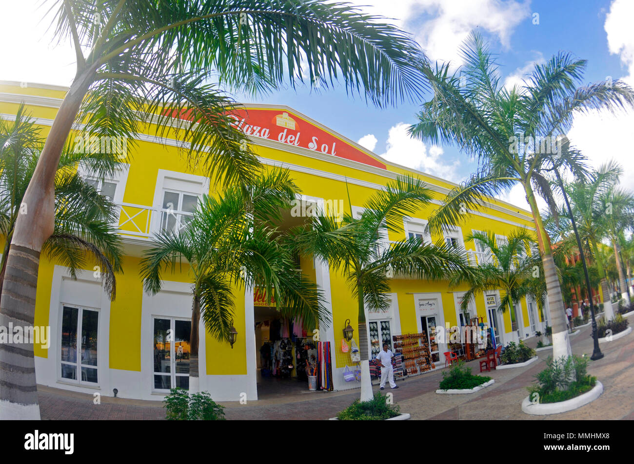 Facade colorati di un edificio in Isola di Cozumel, Messico Foto Stock