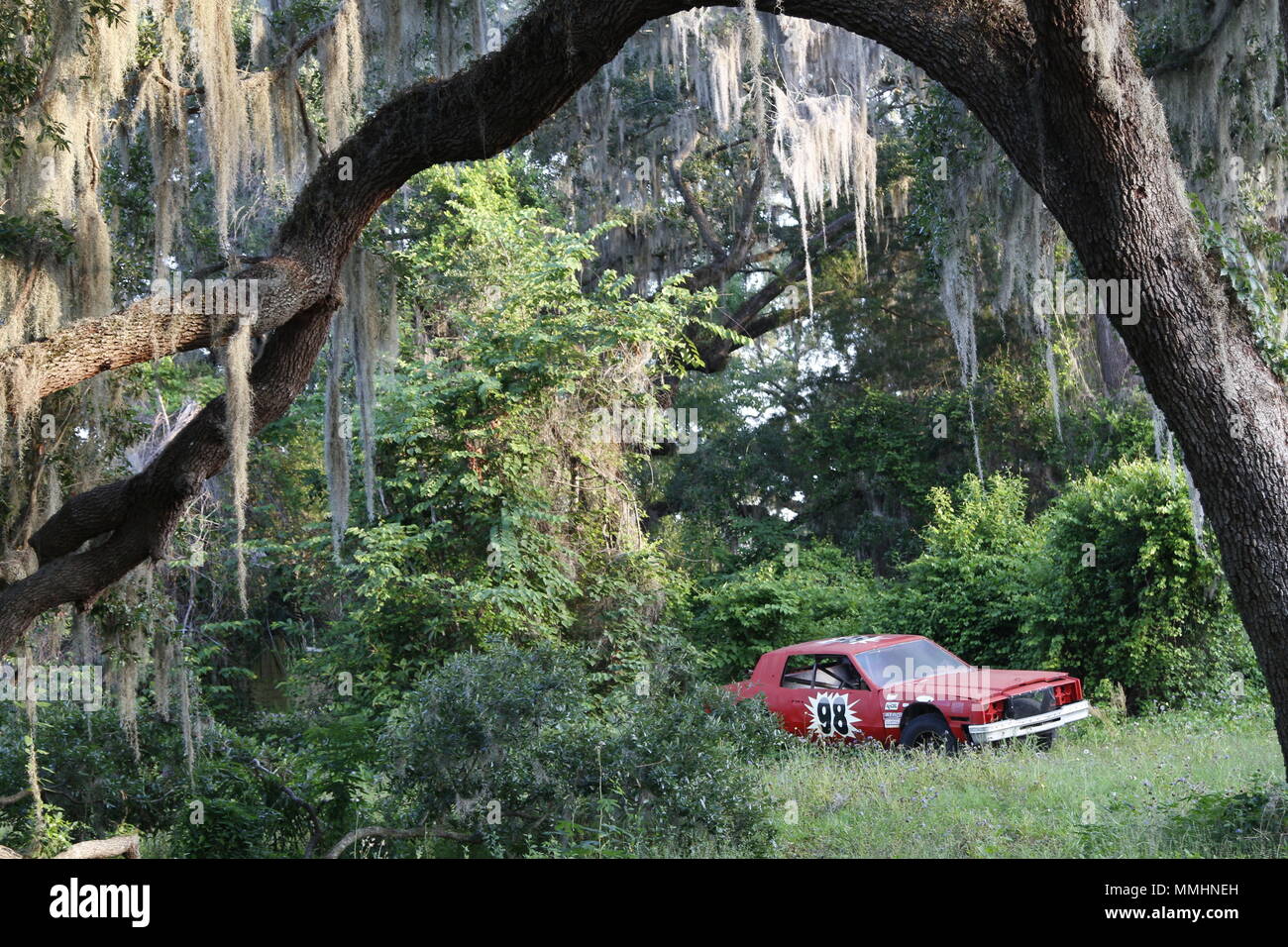 Abbandonato race car in Florida Foto Stock