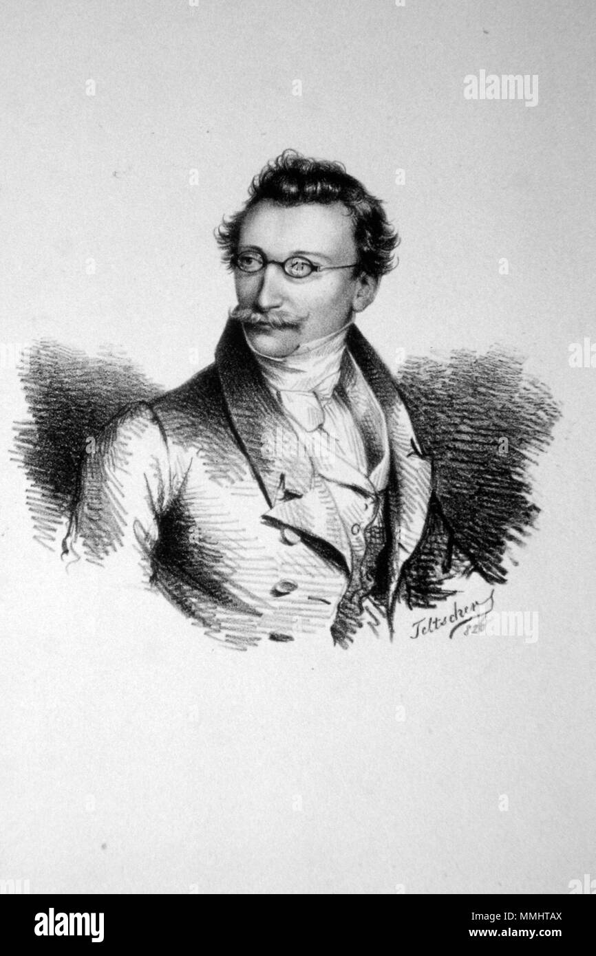 . Deutsch: Franz Simon Freiherr von Pfaffenhofen (1797-1872), Numismatiker, Kammerherr. Lithographie von Josef Eduard Teltscher, 1826 . 1826. Josef Eduard Teltscher (1801-1837) Franz Simon von Pfaffenhofen Litho Foto Stock