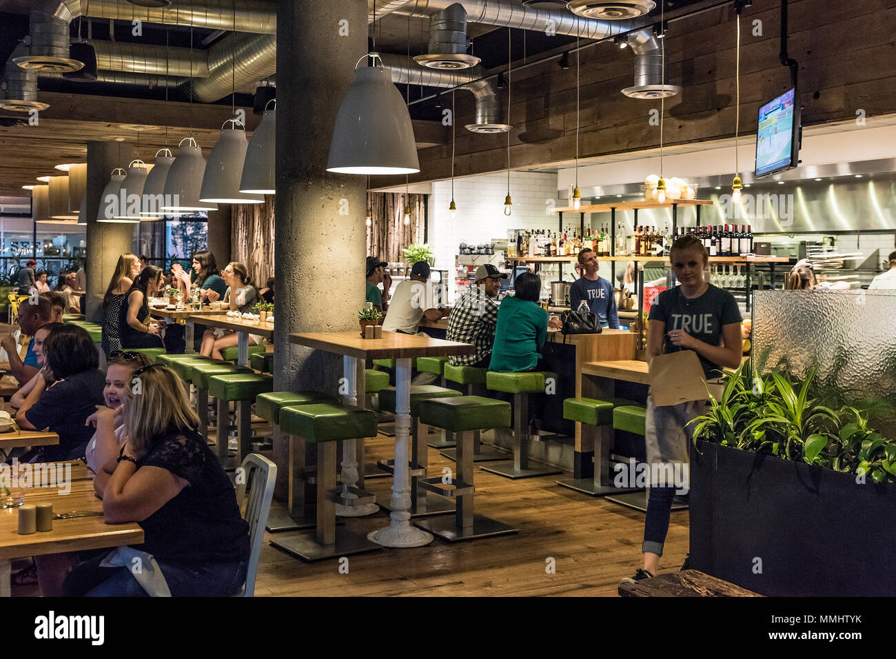 Vero cibo ristorante di cucina, Denver Colorado, Stati Uniti d'America. Foto Stock