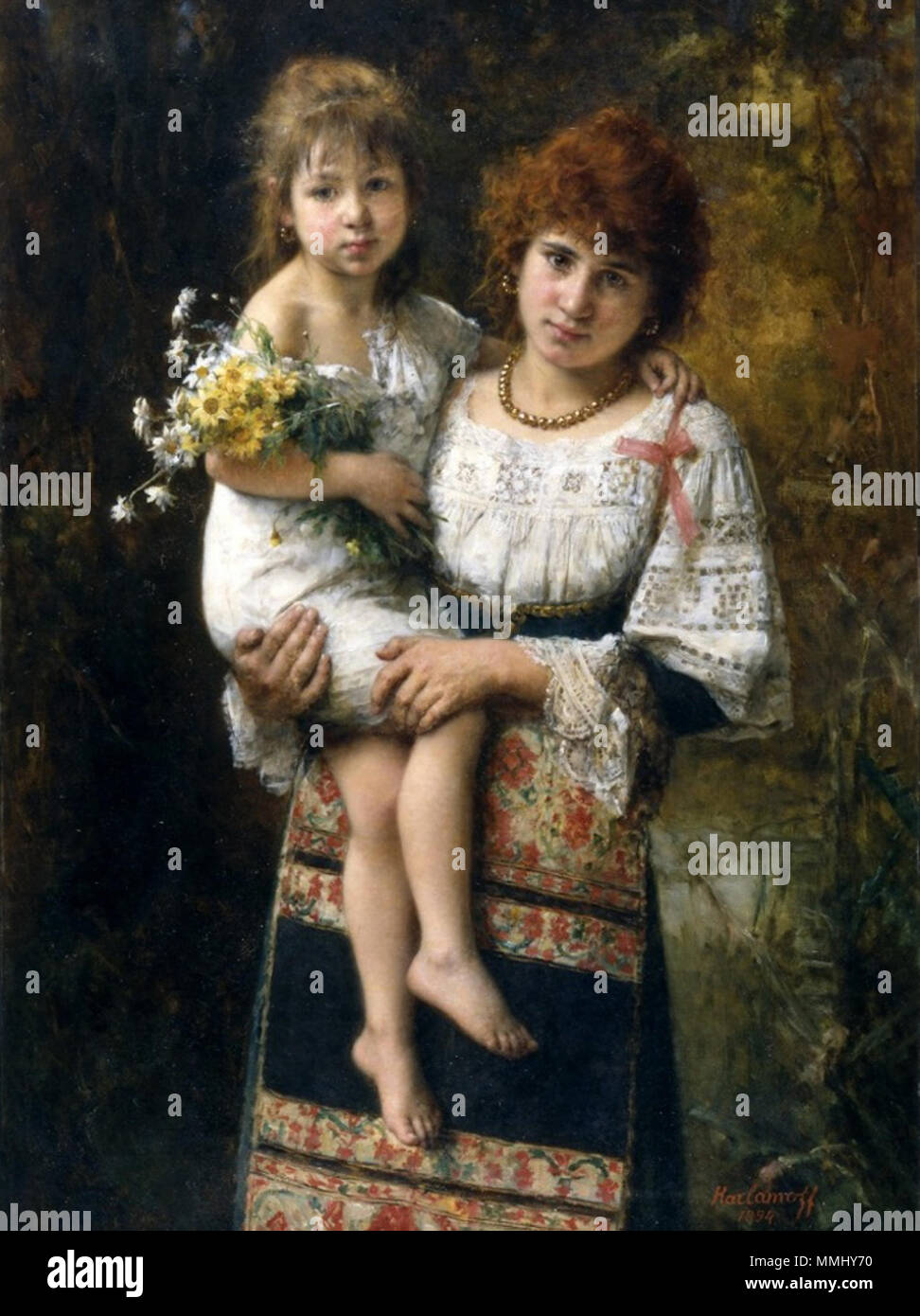 . Inglese: donna e bambino . 1894. Harlamov 16 Foto Stock