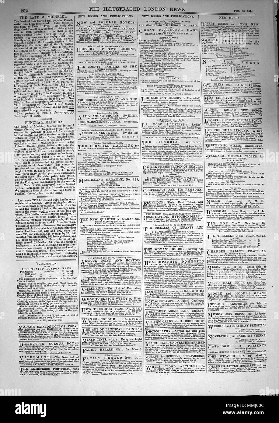 . Il Illustrated London News, 1874, p. 202 . Il 28 febbraio 1874. ILN sconosciuto 1874, p. 202 Foto Stock