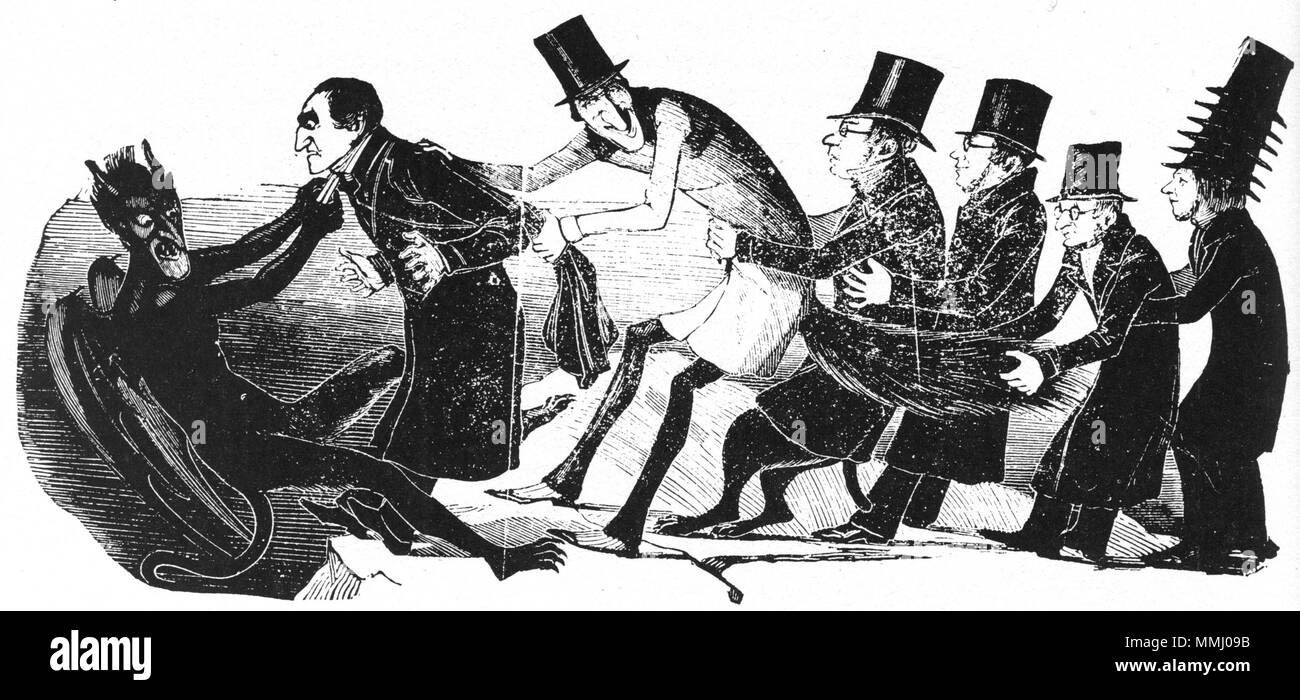 . Inglese: Il diavolo e Lars Johan Hierta (editor in chief di Aftonbladet) lotta su Carl Jonas Love Almqvist. Egli è stato un collaboratore di AB. Svenska: Djävulen och Lars Johan Hierta (Aftonbladets chefredaktör) slåss om Carl Jonas Love Almqvist. Denne var medarbetare ho AB. . Xix secolo. 39 sconosciuto Almqvists frestelser Foto Stock