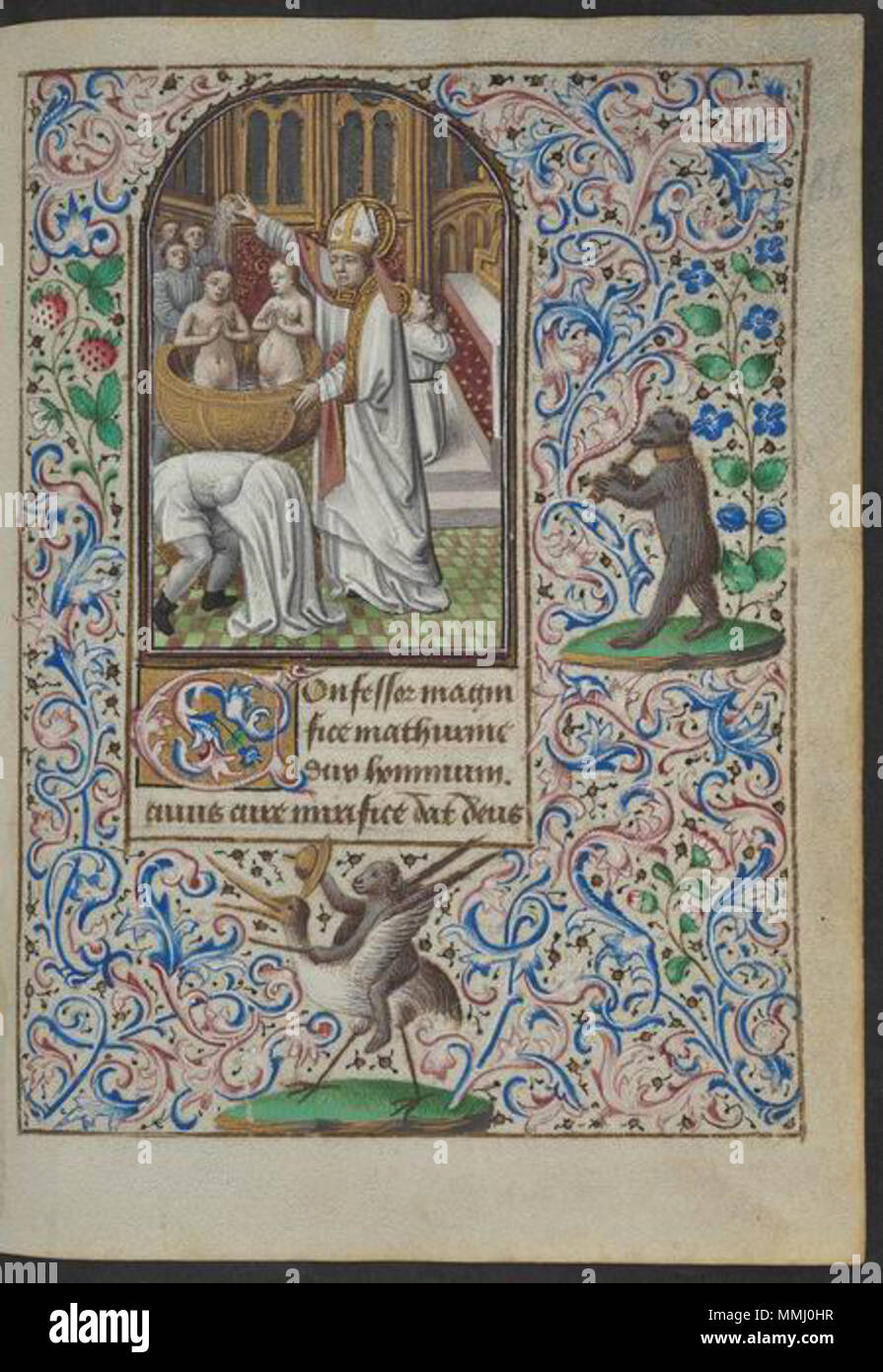 . Inglese: folio 086r, dal "Libro d Ore di Simone de of', tempere, vernice dorata, foglia oro e inchiostro su pergamena. . 1455. Minaturist sconosciuto Libro d Ore di Simone de of, 086r Foto Stock