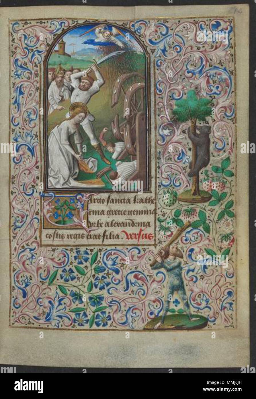 . Folio 014r, dal "Libro d Ore di Simone de of', tempere, vernice dorata, foglia oro e inchiostro su pergamena . 1455. Illuminatore sconosciuto Libro d Ore di Simone de of, 014r2 Foto Stock