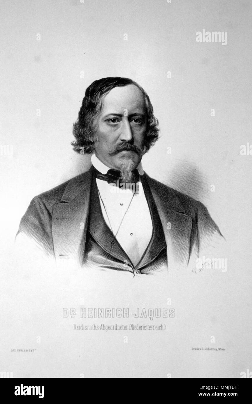 . Deutsch: Heinrich Jaques (1831-1894), Dr. Jur. Abgeordneter zum Land- und Reichstag. Lithographie von Adolf Dauthage, ca. 1870. . Circa nel 1870. Adolf Dauthage (1825-1883) Dr. Heinrich Jaques Litho Foto Stock