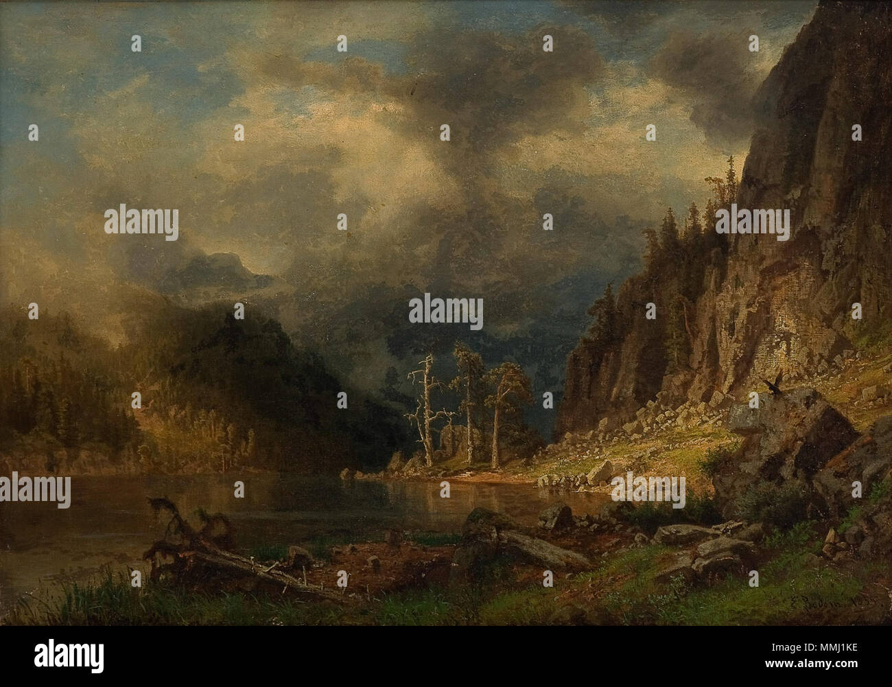 Norvegese: Skogslandskap paesaggio forestale. 1859. Erik Bodom - Skogslandskap Foto Stock