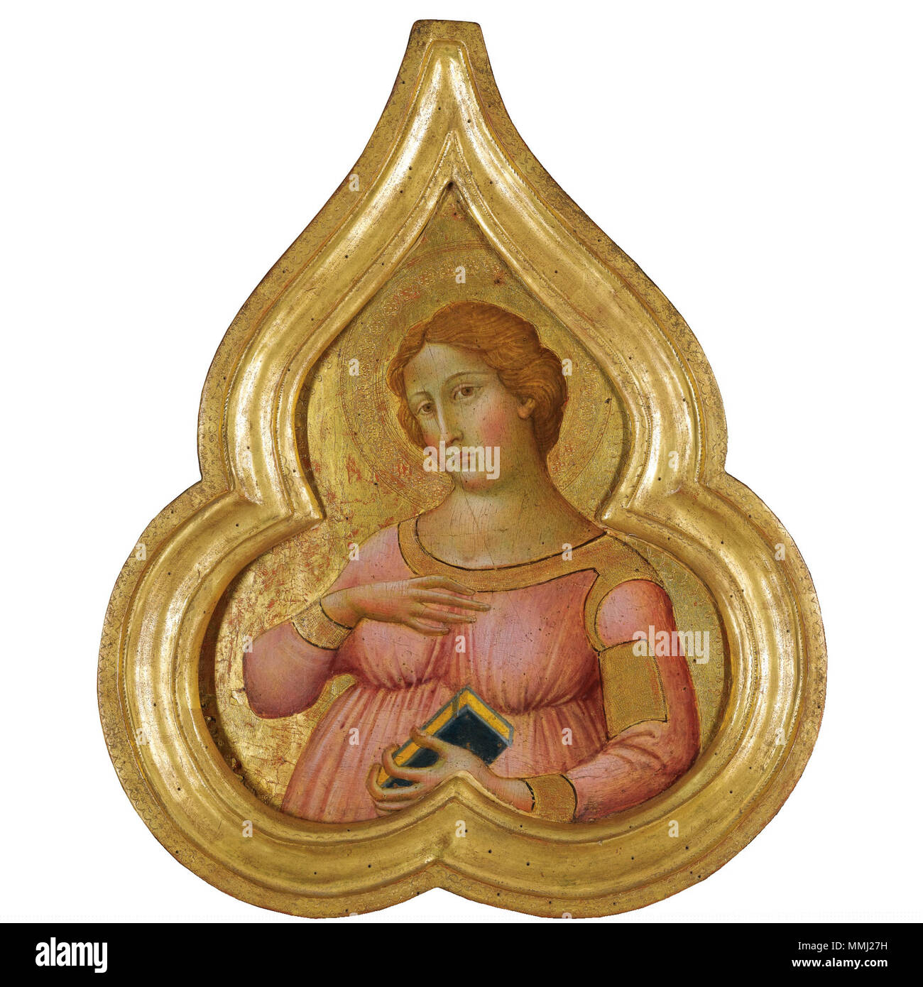 . Inglese: Angelo Puccinelli. Una femmina di santo martire, 1380-1400, Sotheby's. Tempera su pannello, oro, trilobe forma, 41,2 da 31 cm.; 16 1/4 da 12 1/4 in. . 6 maggio 2011, 14:57:50. Angelo Puccinelli nomi alternativi Angelo Di Puccinello Puccinelli; Angelo di Puccinello Puccinelli; Puccinelli Descrizione pittore italiano la data di nascita del XIV secolo luogo di nascita Lucca periodo di lavoro 1380-1407 (medievale ) sede di lavoro Lucca competente controllo : Q2849495 VIAF: 46618702 ULAN: 500012360 LCCN: nr91028223 WGA: PUCCINELLI, Angelo WorldCat Angelo Puccinelli, una donna martire san Foto Stock