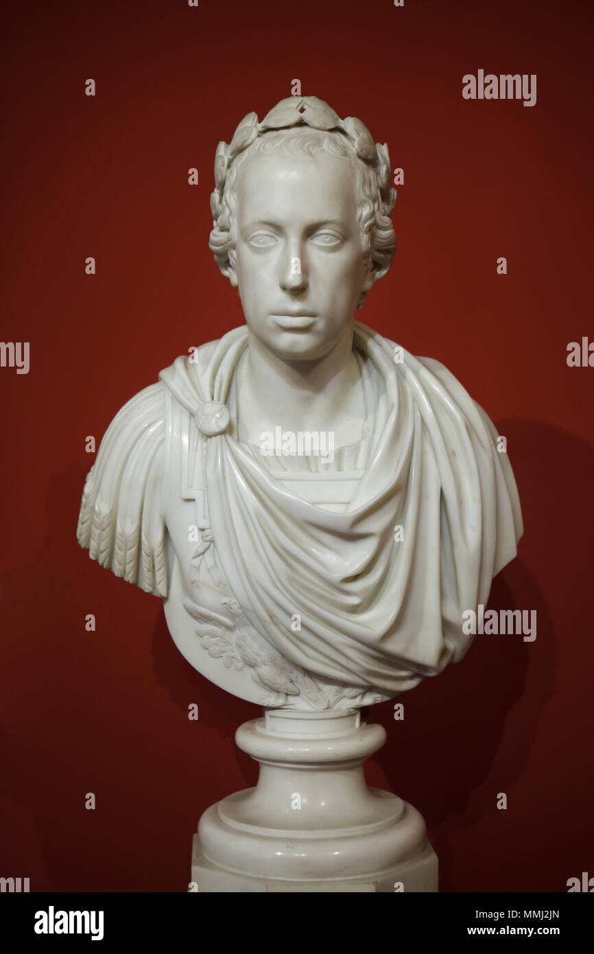 Sacro Romano Imperatore Francesco II (1768 - 1835). Marmo di Carrara busto (1796) da scultore austriaco Franz Anton von Zauner sul display in il Museo Belvedere di Vienna in Austria. Foto Stock