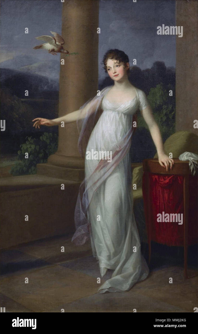 . Amalie von Levetzow (1788-1868) . 1803. Johann Friedrich August Tischbein (1750-1812) nomi alternativi Friedrich Jan August Tischbein Jan Frederik August Tischbein Friedrich Tischbein pseudonimo: Leipziger Tischbein Descrizione pittore tedesco e docente universitario Data di nascita e morte 9 Marzo 1750 21 Giugno 1812 Luogo di nascita e morte Maastricht Heidelberg periodo di lavoro tra circa 1770 e circa 1812 sede di lavoro Arolsen (1770), Parigi (1772-1777), Italia (1777-1780), Napoli (1778-1779), l'Aia (1781-1782, 1786, 1788-1789), Amsterdam (1791-1794), Dessau, Weimar, Berlino, Lei Foto Stock