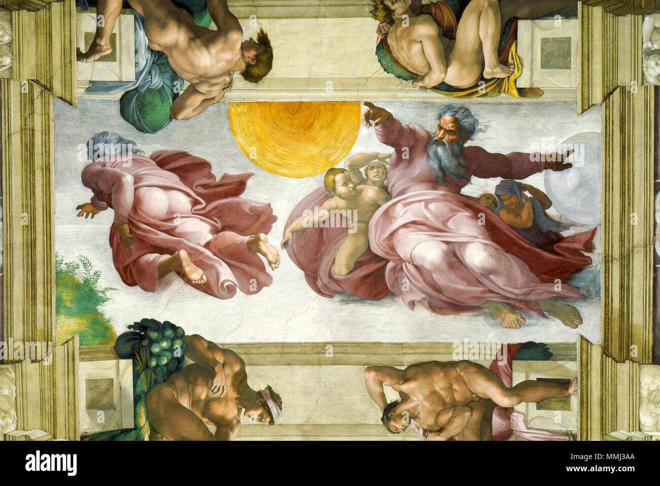 Creación del sol, luna y planetas Foto Stock