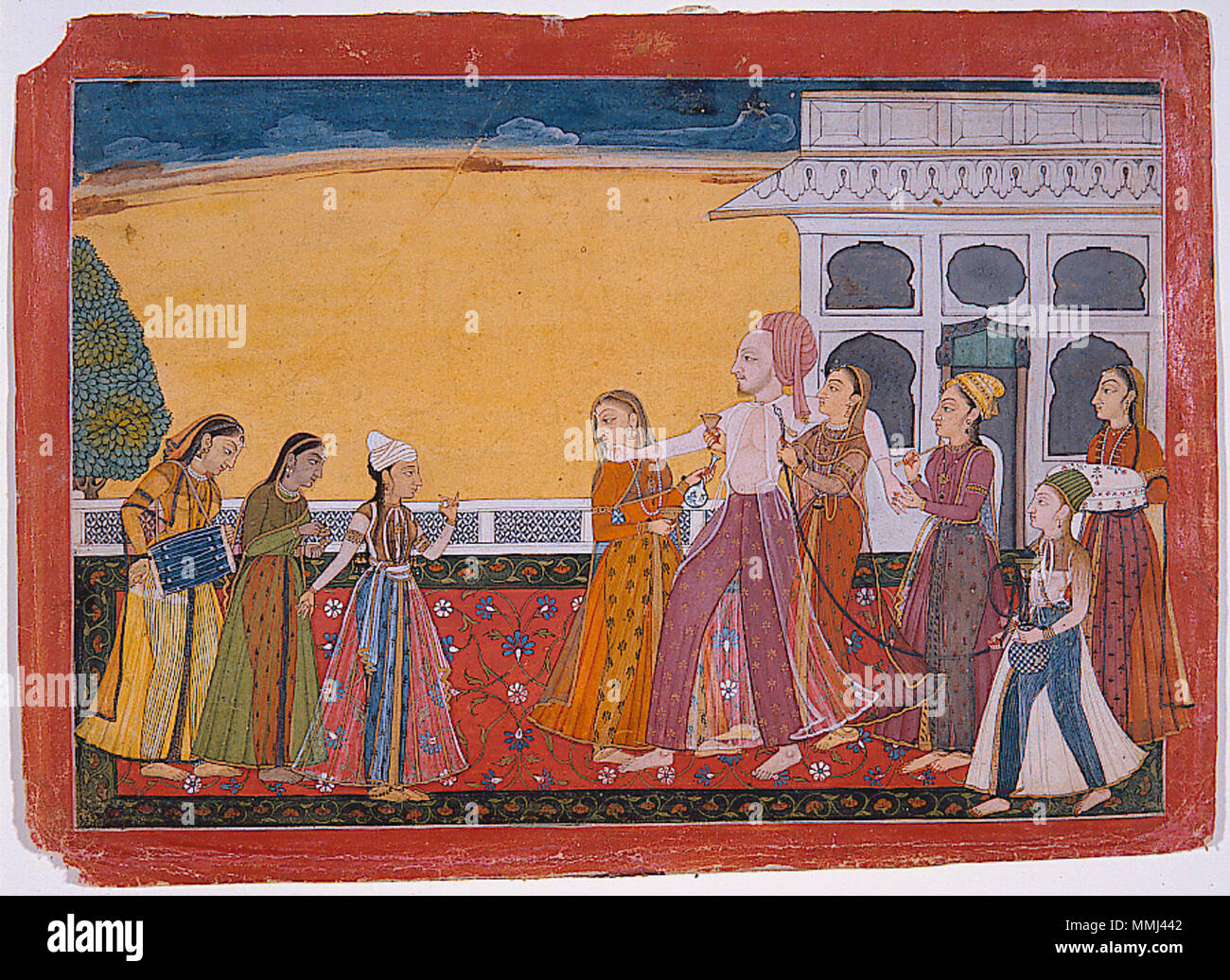 . Inglese: Data di creazione: ca. 1730 Dimensioni display: 8 11/16 in. x 12 in. (22,1 cm x 30,5 cm) Linea di credito: Edwin Binney terza raccolta numero di adesione: 1990.1185 Collection: il San Diego Museum of Art . Il 6 settembre 2011, 14:08:31. Inglese: thesandiegomuseumofartcollection un raja con il suo harem (6125064510) Foto Stock