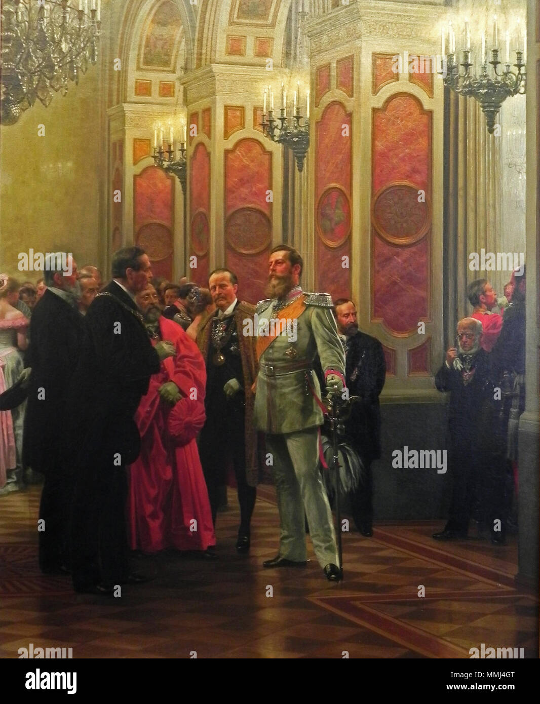 Inglese: Crown Prince Frederick presso la Corte Ball 1878 Deutsch: Kronprinz Friedrich auf dem Hofball 1878 . 1895. Anton von Werner Kronprinz Friedrich Foto Stock