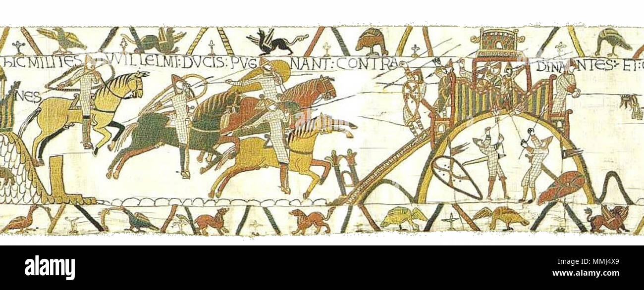 . Inglese: Arazzo di Bayeux scena 19 . Il 27 ottobre 2011. Immagine sul sito web di Ulrich dure. BayeuxTapestryScene19 Foto Stock