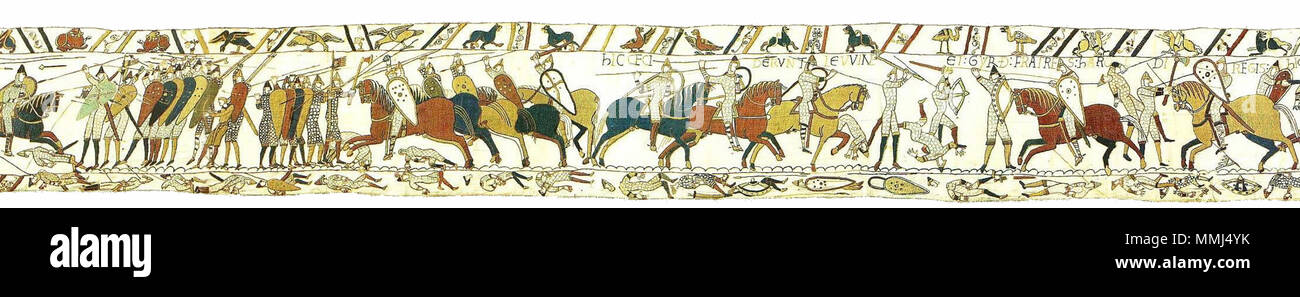 . Inglese: Arazzo di Bayeux. Scena 52 . Il 27 ottobre 2011. Immagine sul sito web di Ulrich dure. BayeuxTapestryScene52 Foto Stock