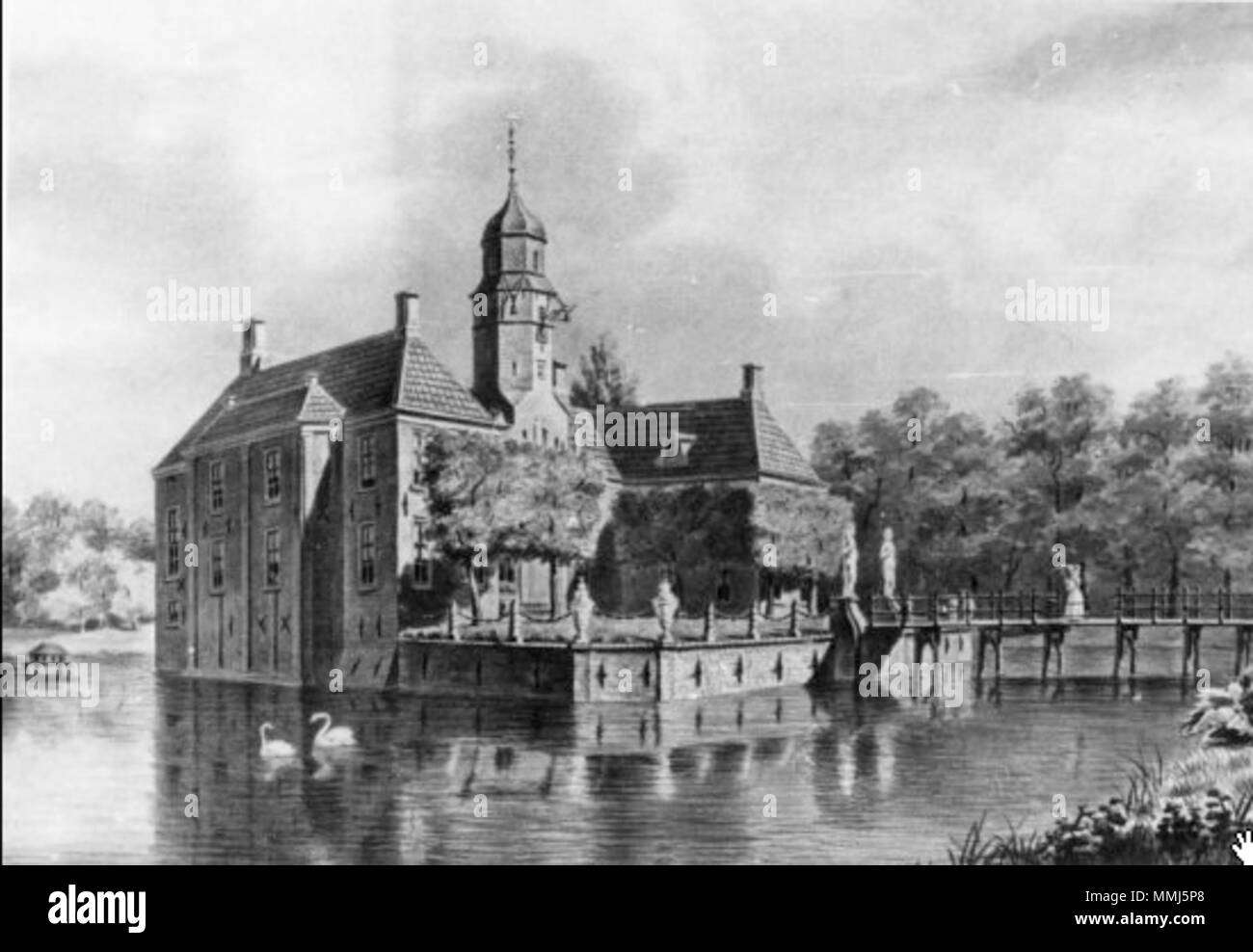 . Nederlands: Reconstructie van de Fraeylemaborg voordat Sig. H. de Sandra Veldtman zijn verbouwingen tot stand bracht na 1781 porta Jan Ensing questa è un'immagine del numero rijksmonumentcomplex 46895 Questa è un'immagine del numero rijksmonument 46896 . Xix secolo. Fraeylemaborg2 porta Ensing gen Foto Stock