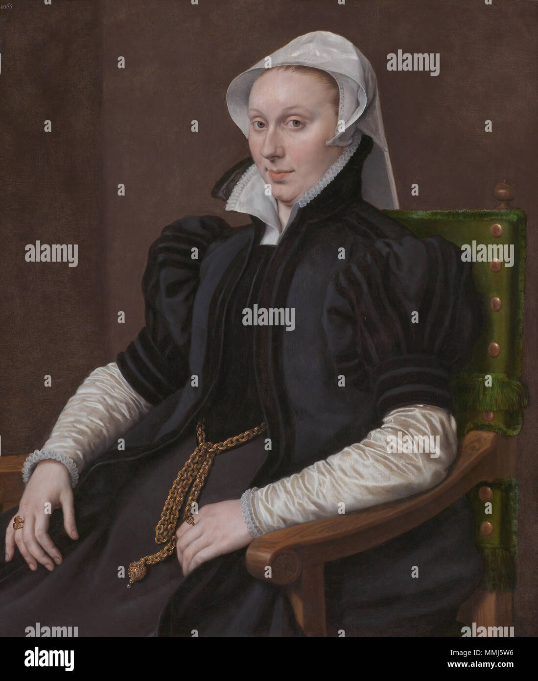 . Ritratto di Anne Fernely (d. 1596), poiché 1544 moglie di Sir Thomas Gresham. Pendente di un ritratto del marito (vedere File:Anthonis Mor 004.jpg). Anne Fernely (Lady Gresham), de echtgenote van Sir Thomas Gresham Anthonis Mor 005 Foto Stock