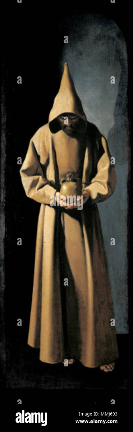 Francisco de Zurbarán - San Francesco contemplando un cranio Foto Stock