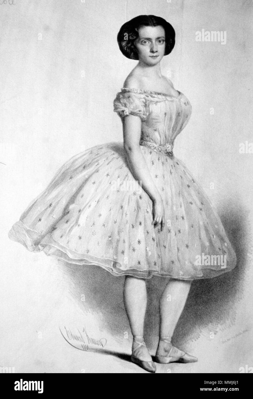 . Deutsch: Eveline rotolo, 1855-1863 Tänzerin an der Wiener Hofoper. Lithographie von Eduard Kaiser, 1851 . 1851. Eduard Kaiser (1820-1895) Eveline Roll Litho Foto Stock