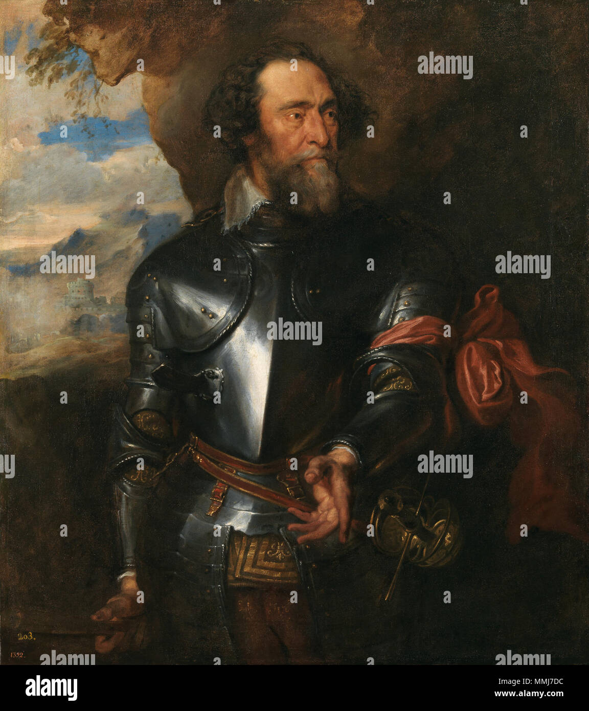 Français : Portrait du comte Henri de Berghe Español: El Conde Enrique de Bergh inglese: conteggio Enrique de Bergh . circa 1629-1632. Conte Enrique de Bergh - Van Dyck - Museo del Prado Foto Stock