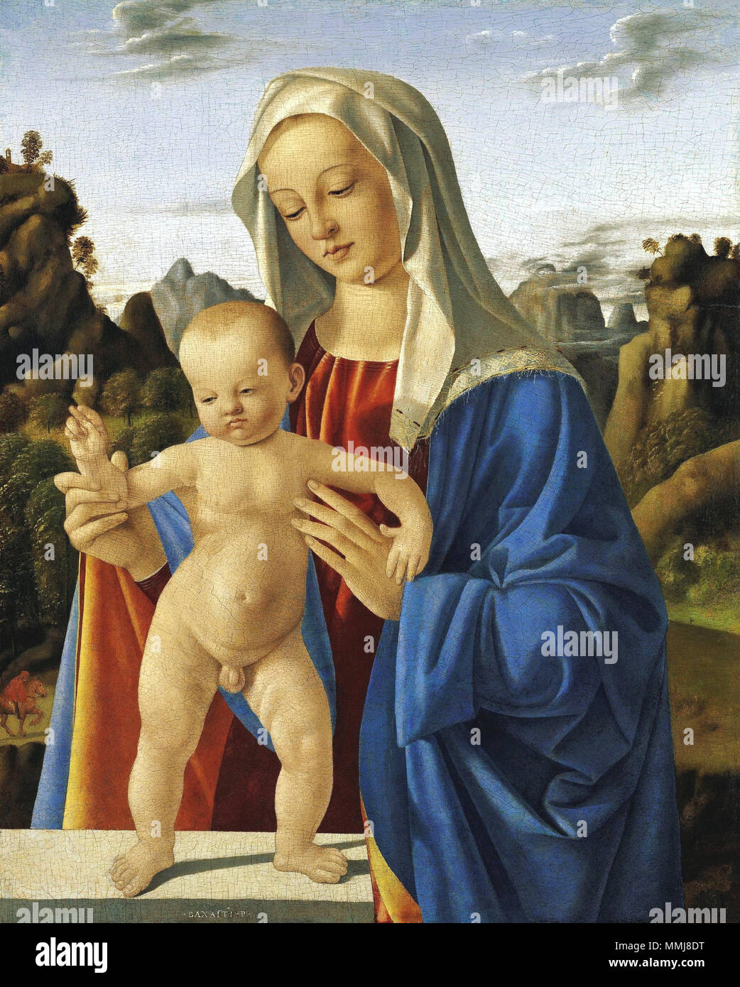 . Inglese: Marco Basaiti, Madonna con Bambino, c. 1500 Museo di Lichtenstein, Vienna Цифровая репродукция находится в интернет-музее Gallerix.ru 3a Marco Basaiti, Madonna con Bambino, c. 1500 Museo di Lichtenstein, Vienna Foto Stock