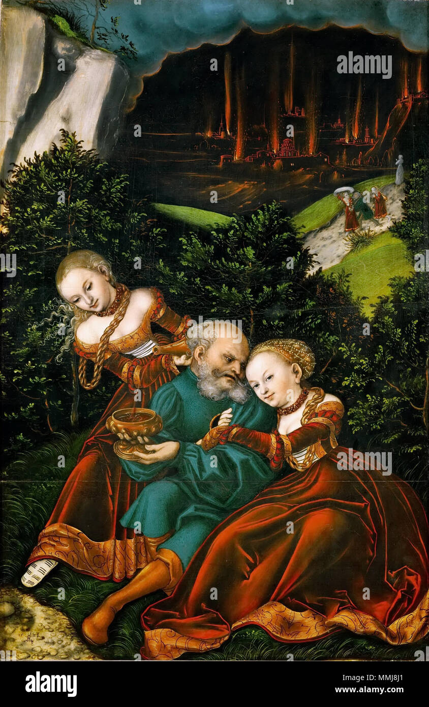 Цифровая репродукция находится в интернет-музее Gallerix.ru Lucas Cranach d.Ä. -Lotto und seine Töchter (Kunsthistorisches Museum) Foto Stock
