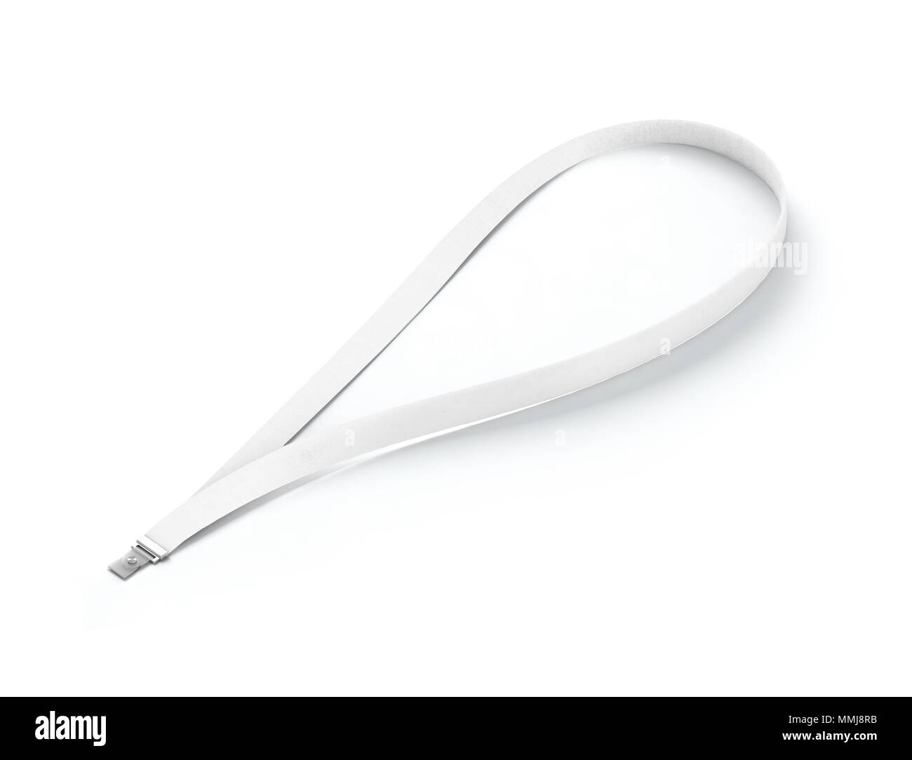 Vuoto nome bianco merletto bagde mockup, rendering 3D, il percorso di clipping. Vuoto normale nastro in cotone mock up isolato. Cancellare il cavo a nastro. Collana design. Corporate archetto da collo in nylon identity branding. Foto Stock