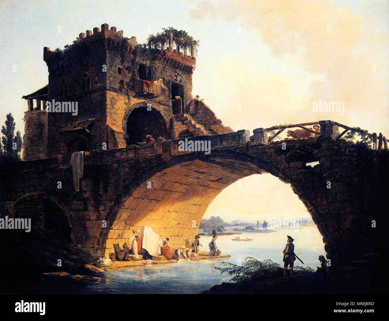 Il Ponte Vecchio. circa 1775. Hubert Robert - Ponte Vecchio Foto Stock