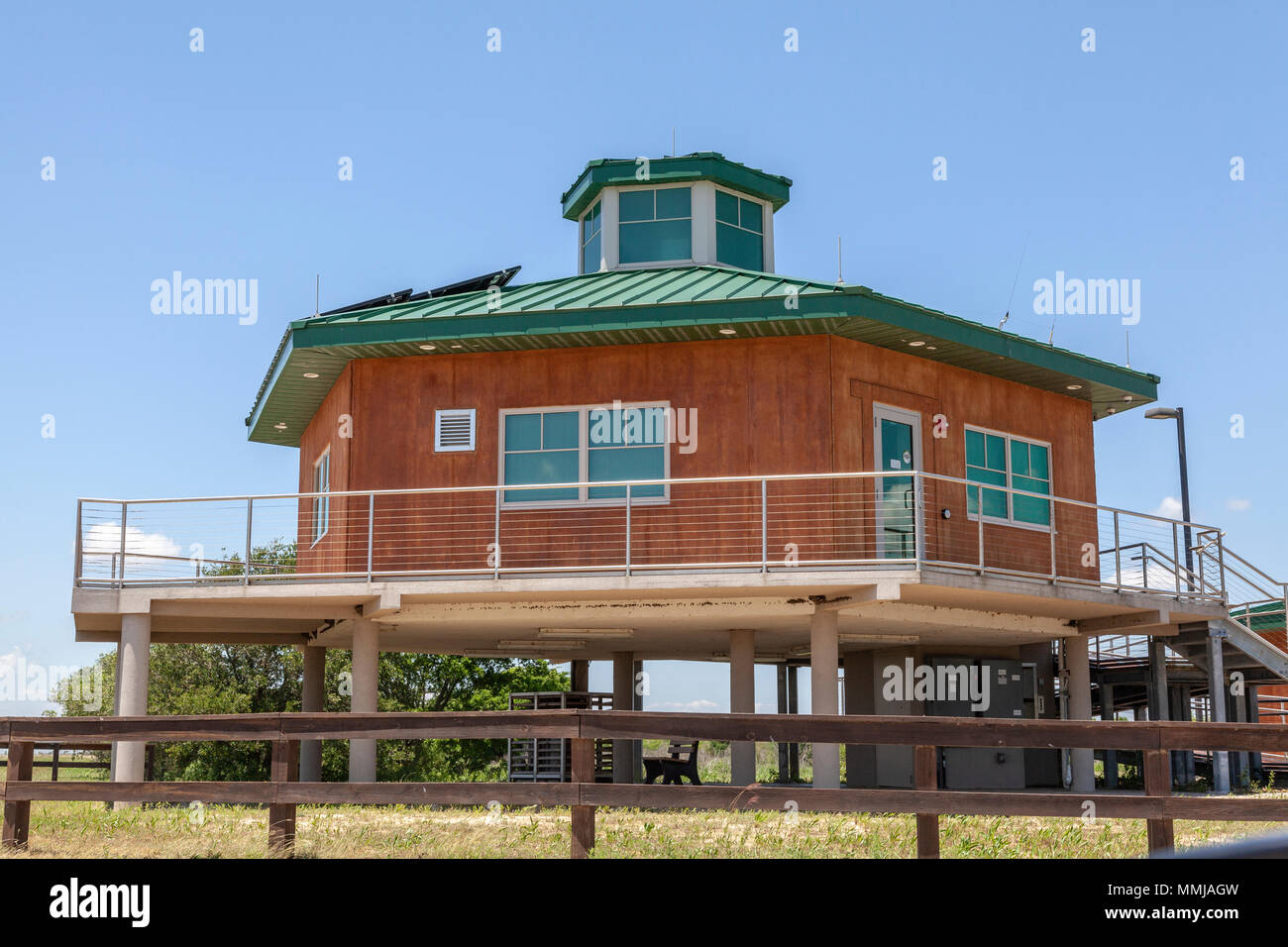 Nuova area del centro visitatori presso l'Anahuac National Wildlife Refuge nel Texas sudorientale, costruita dopo l'uragano Ike. Foto Stock