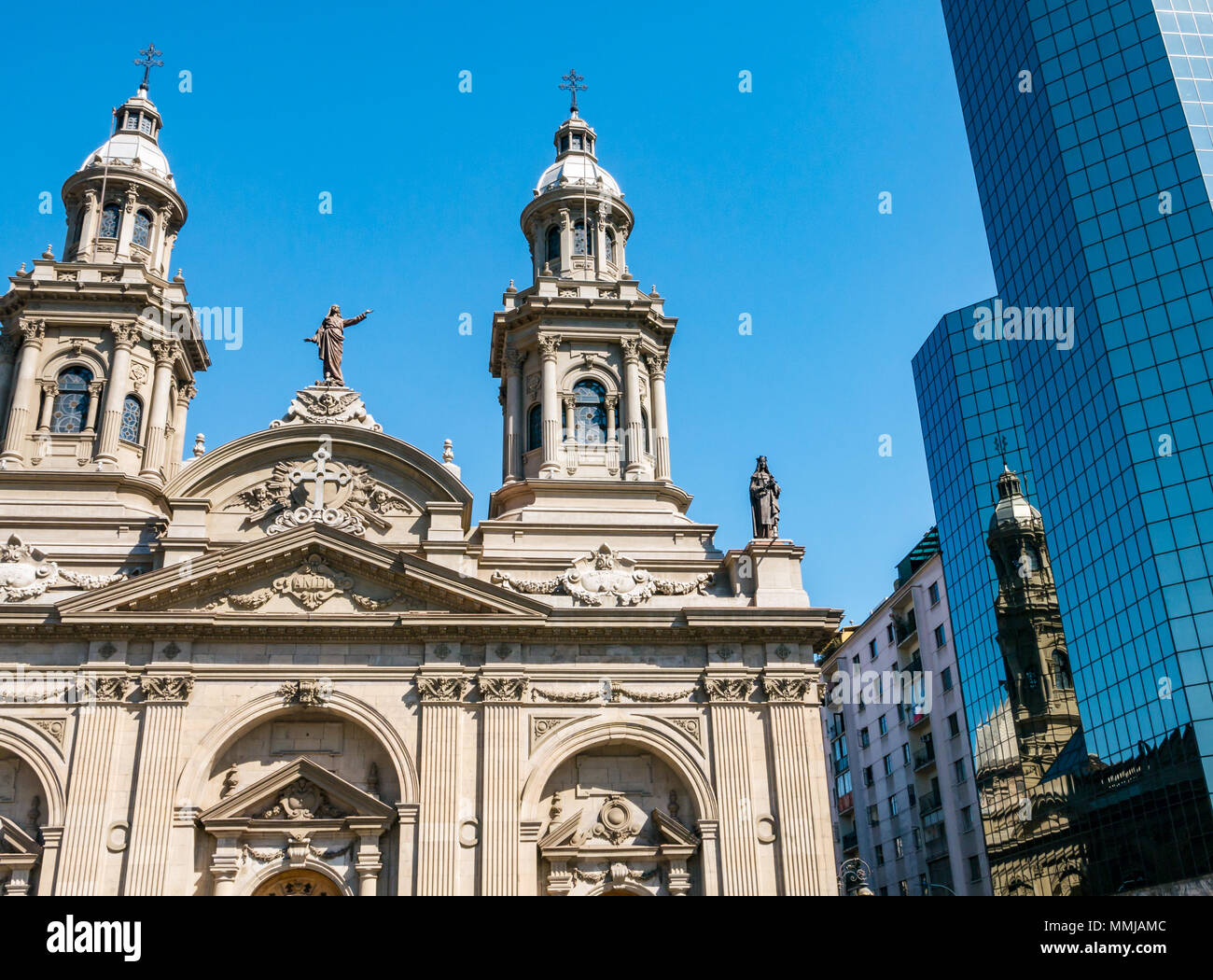 Cattedrale Metropolitana, Plaza de Armas, Santiago del Cile, Sud America Foto Stock