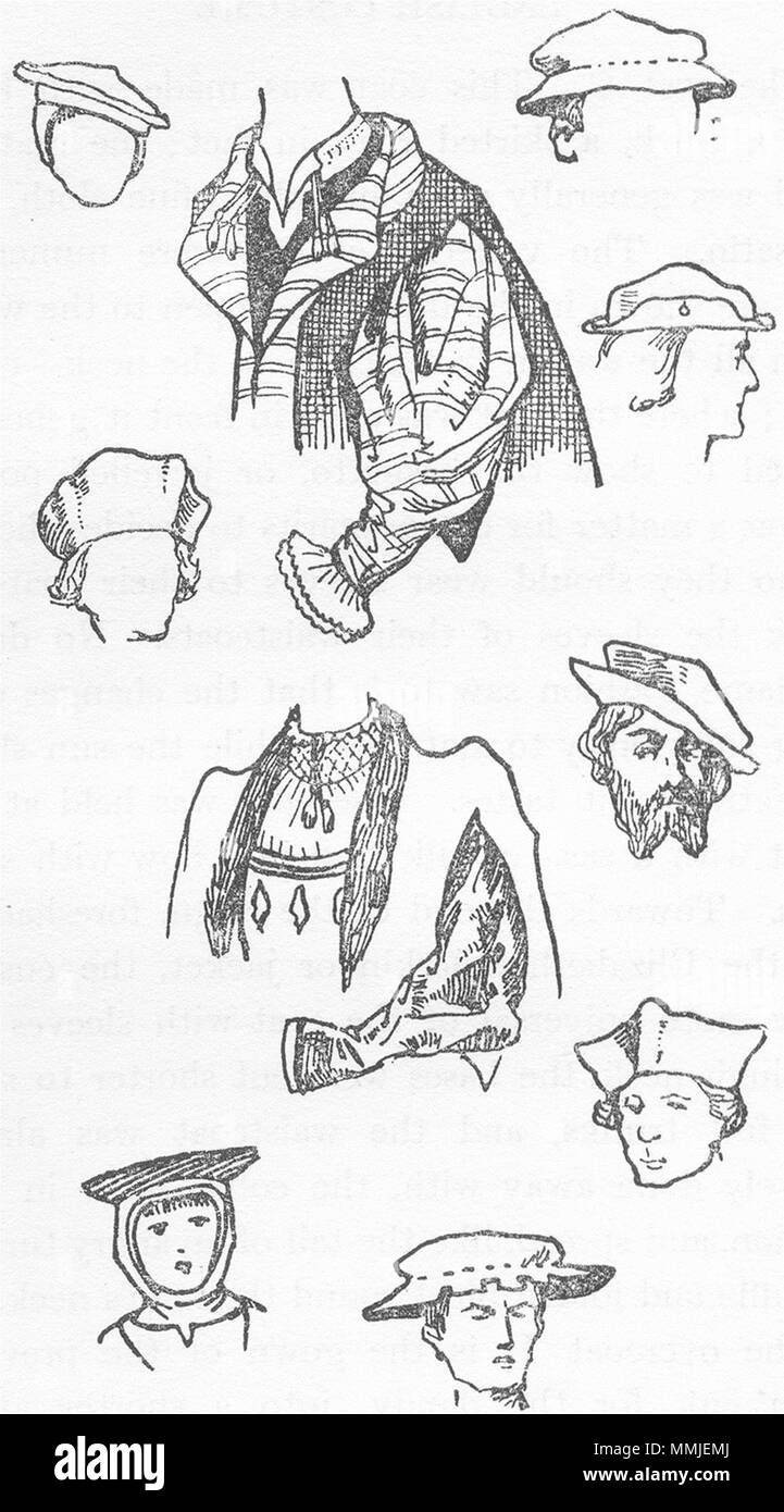 In Inghilterra. I costumi del regno di Enrico VIII 1926 annata vecchia immagine di stampa Foto Stock