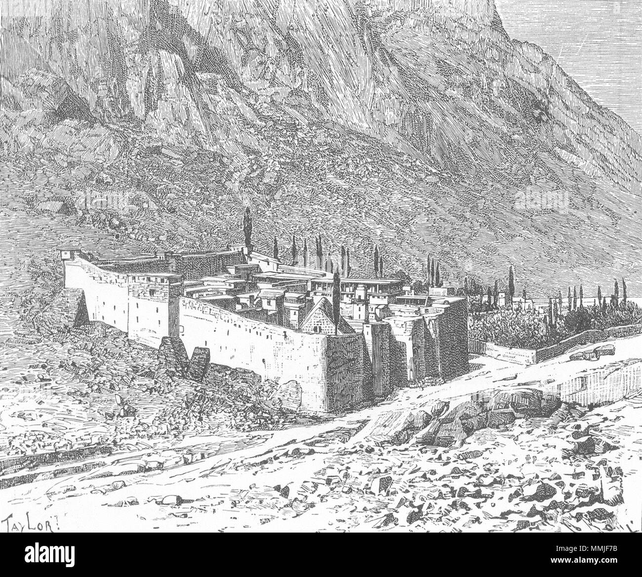 L'Egitto. Convento di Monte Sinai c1885 antica vintage delle immagini di stampa Foto Stock