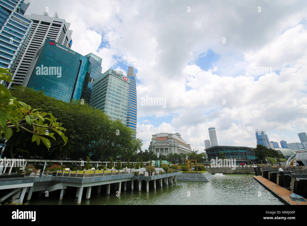 Grattacieli di Marina Bay nel centro di Singapore. Foto Stock