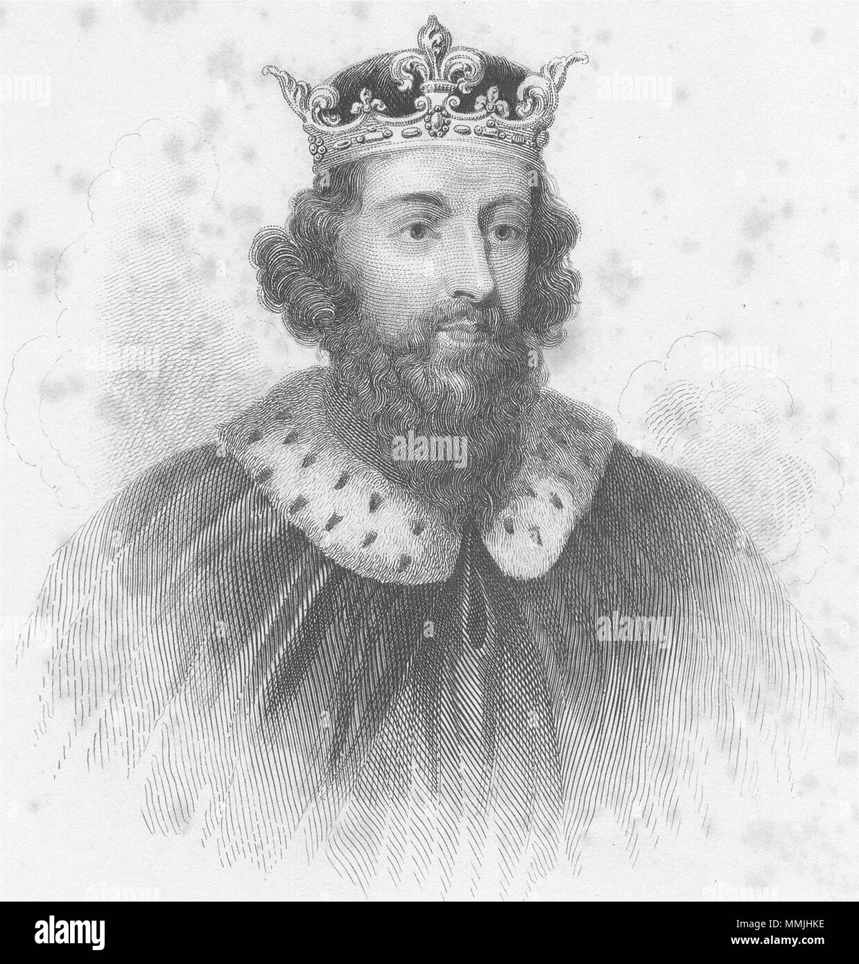 Ritratti. Re Alfredo il Grande ; Corona c1830 antica immagine di stampa Foto Stock