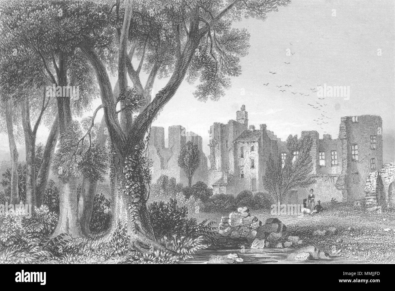 LEICS. Leicester Abbey. Sargent 1846 antica vintage delle immagini di stampa Foto Stock