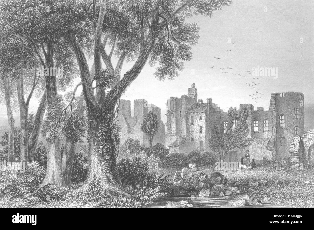 LEICS. Leicester Abbey. Sargent 1854 antica vintage delle immagini di stampa Foto Stock