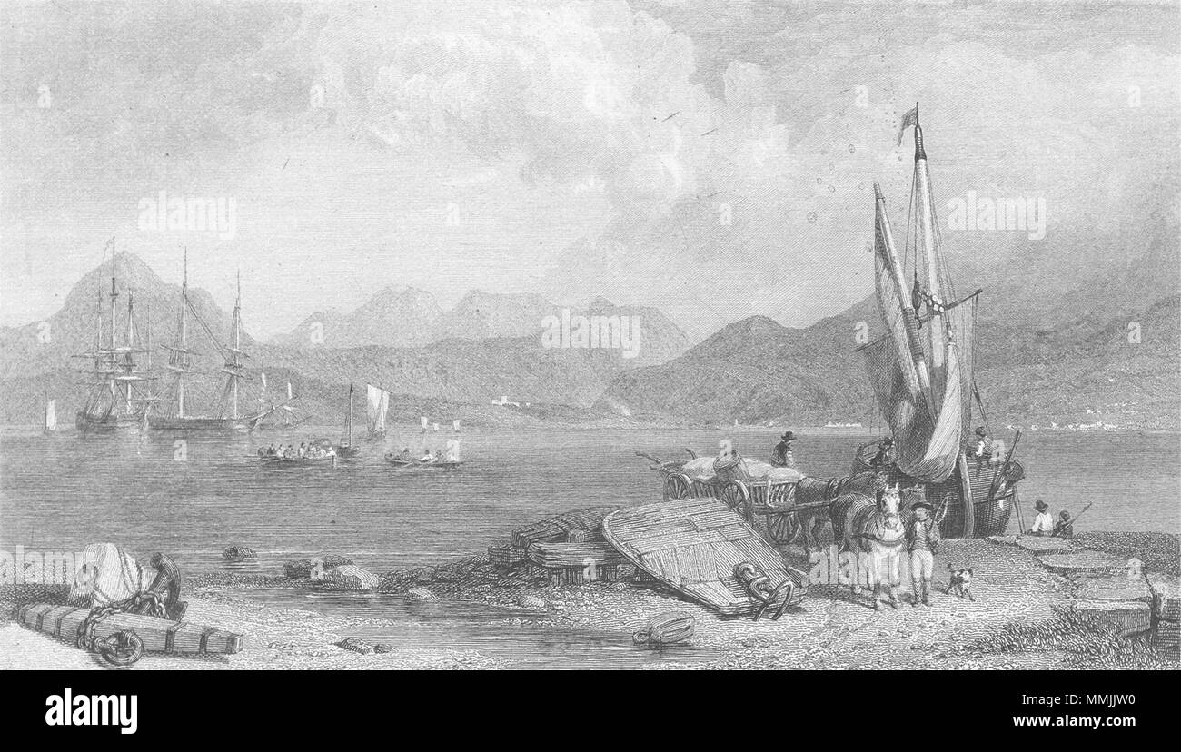 CLYDE. Fiume sottostante Greenock Roseneath & gair Loch c1835 antica stampa Foto Stock