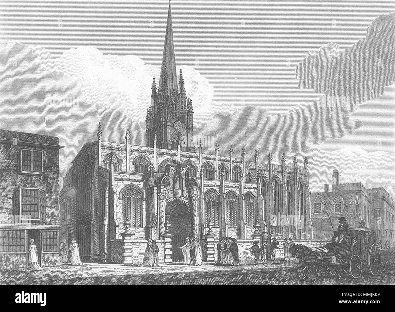 OXFORD. Chiesa di Santa Maria. CHALMERS CAVALLO & Trasporto 1810 antica stampa Foto Stock