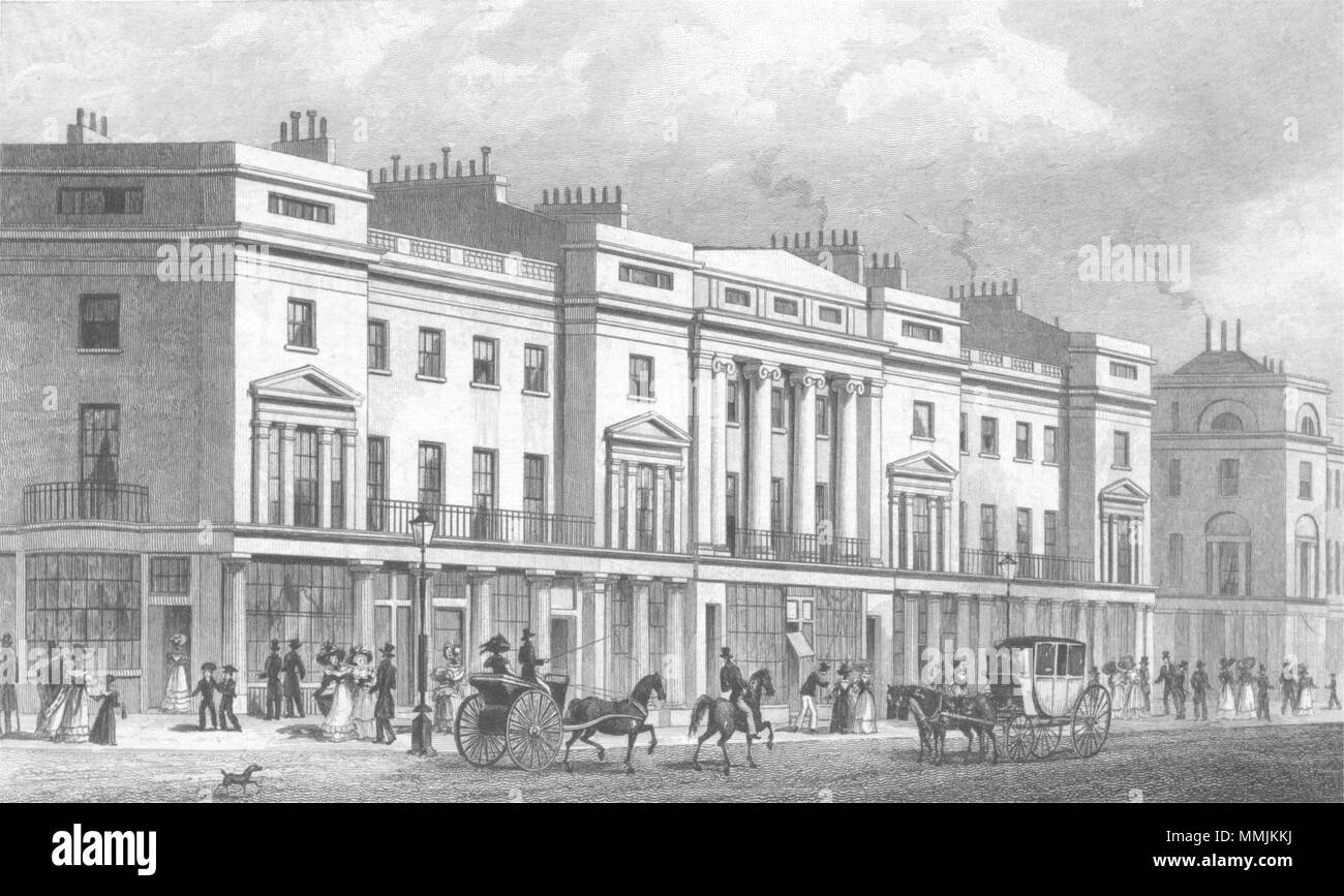 Londra. Lato ovest del Regent St 1828 antica vintage delle immagini di stampa Foto Stock