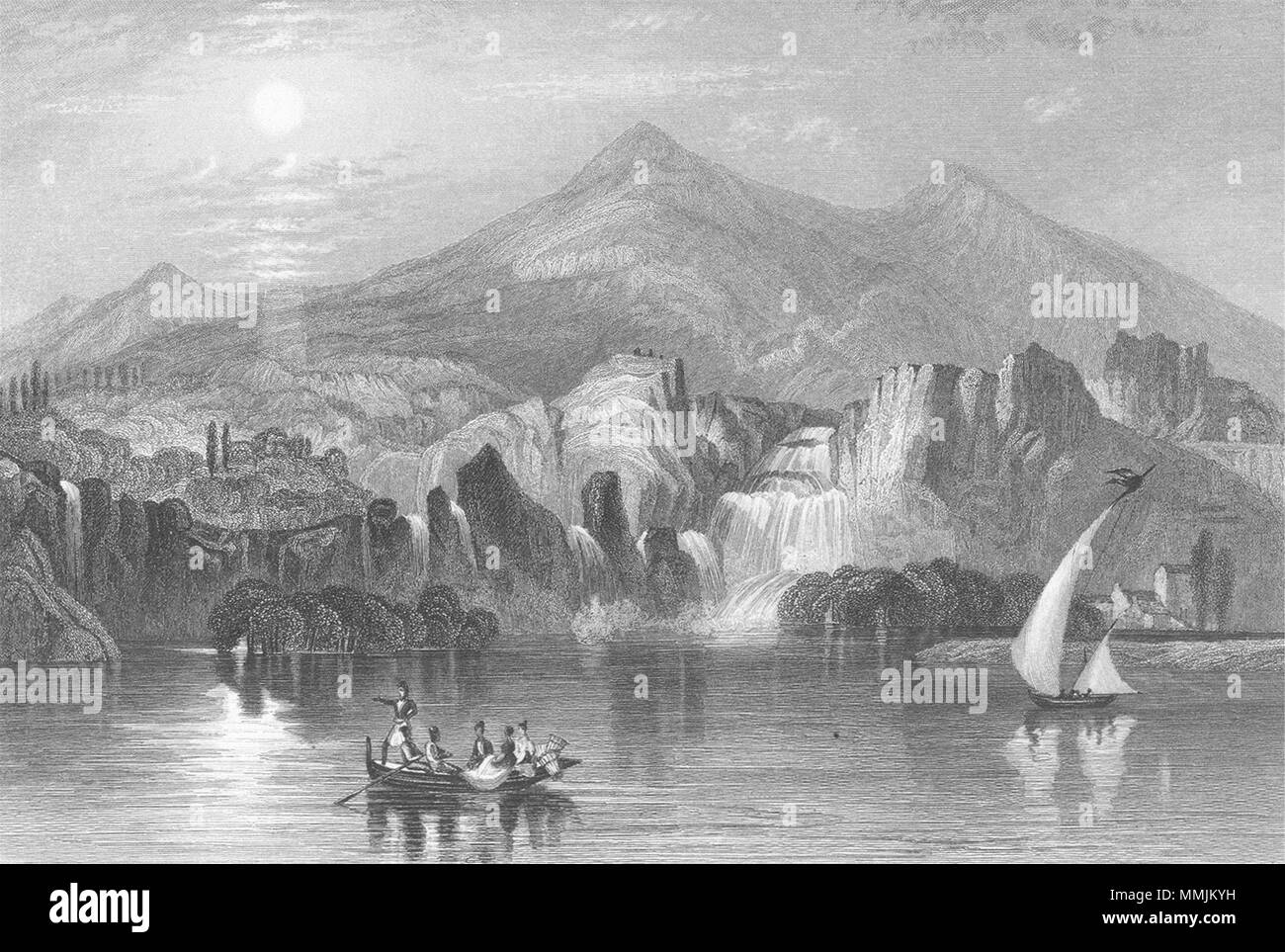La Croazia. Cascata, Krka. Illyria. Sargent 1854 antica immagine di stampa Foto Stock