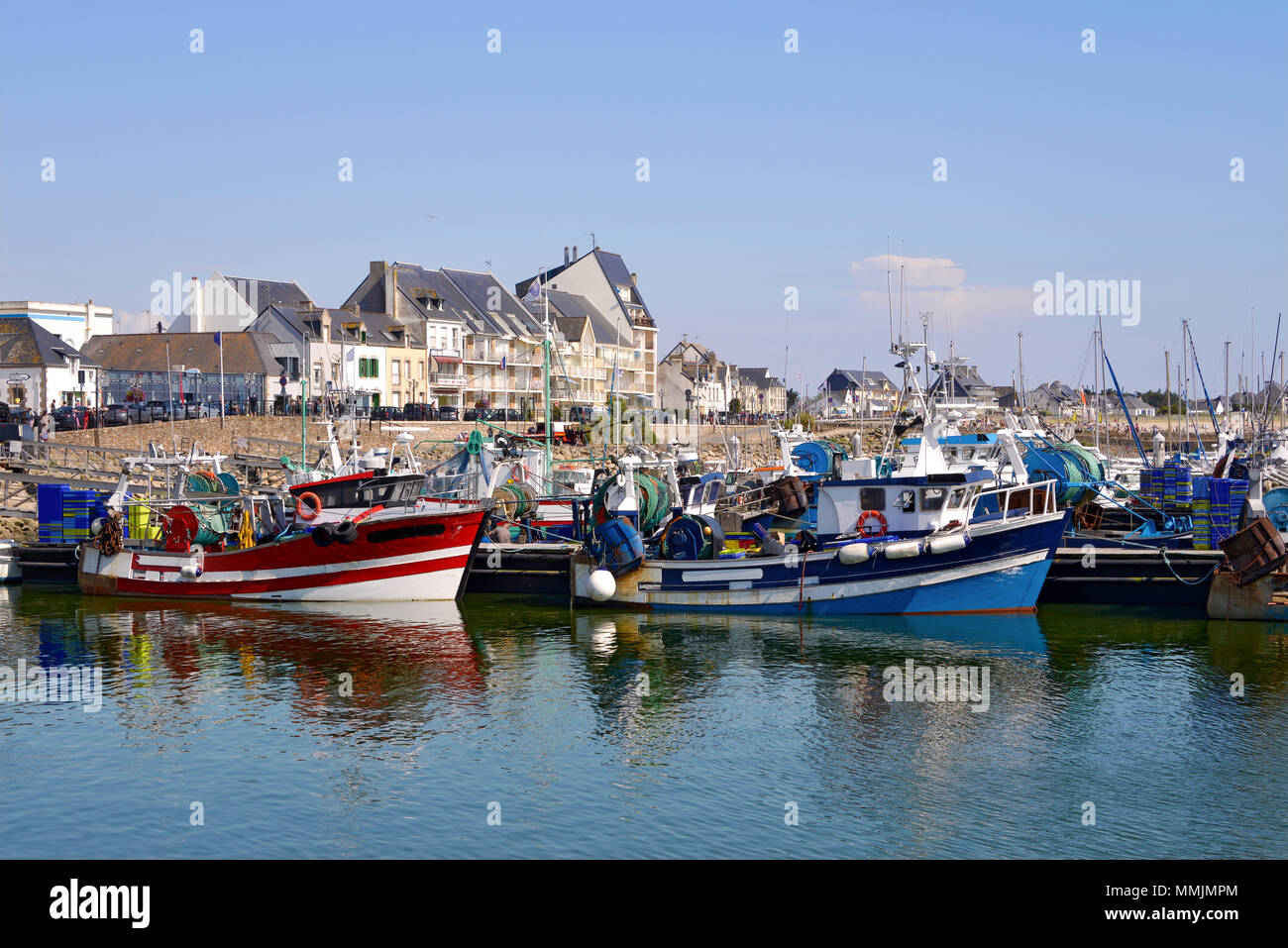 Porto di pescatori di La Turballe, un comune nel dipartimento Loire-Atlantique nella Francia occidentale. Foto Stock