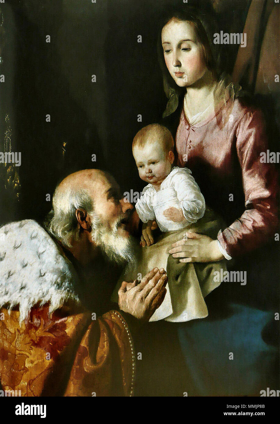 Francisco de Zurbarán - Adorazione des mages (détail) Foto Stock