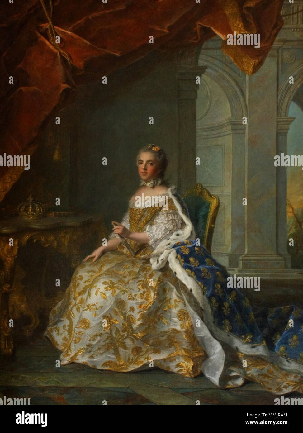 Inglese: ritratto postumo di Louise Elisabeth di Francia, duchessa di Parma, in abito di corte Español: Retrato póstumo de Luisa Isabel de Francia, Duquesa de Parma, en traje de corte . 1761. Madame Infante ritratto postumo Nattier Foto Stock