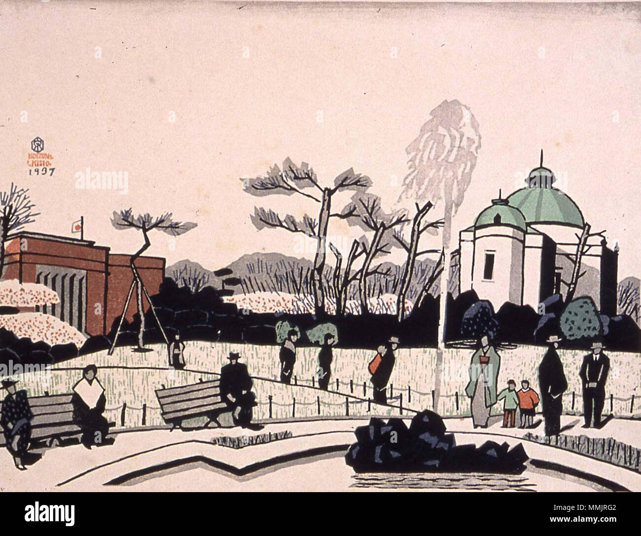 . ??Ѵ??ެ?: ??ĵ?????????ئ????֥?????????????????????????ֻ ?????????????ֻ??+???????????????????????????????????+ inglese: la xilografia di Ueno, Hyokeikan del Museo Nazionale di Tokyo e la Tokyo Metropolitan Art Museum di colore molla Koizumi Ueno Foto Stock