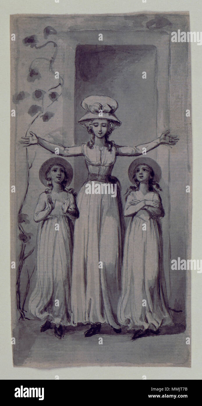 . Lavare il disegno di William Blake per illustrare Mary Wollstonecraft di storie originali dalla vita reale. . 1791. William Blake (1757-1827) nomi alternativi W. Blake; Uil'iam Bleik Descrizione British pittore, poeta, scrittore, teologo, collezionista e incisore, Data di nascita e morte 28 novembre 1757 12 agosto 1827 Luogo di nascita e morte Broadwick Street Charing Cross sede di lavoro London Authority control : Q41513 VIAF:?ISNI 54144439:?0000 0001 2096 135X ULAN:?500012489 LCCN:?n78095331 NLA:?35019221 WorldCat Blake Wollstonecraft schizzo1 Foto Stock