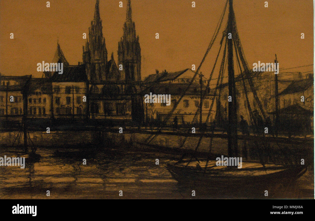 De dokken voor het station van Oostende . Georges Jansoone (JoJan) - le opere di Auguste Oleffe 64 Auguste Oleffe021 Foto Stock