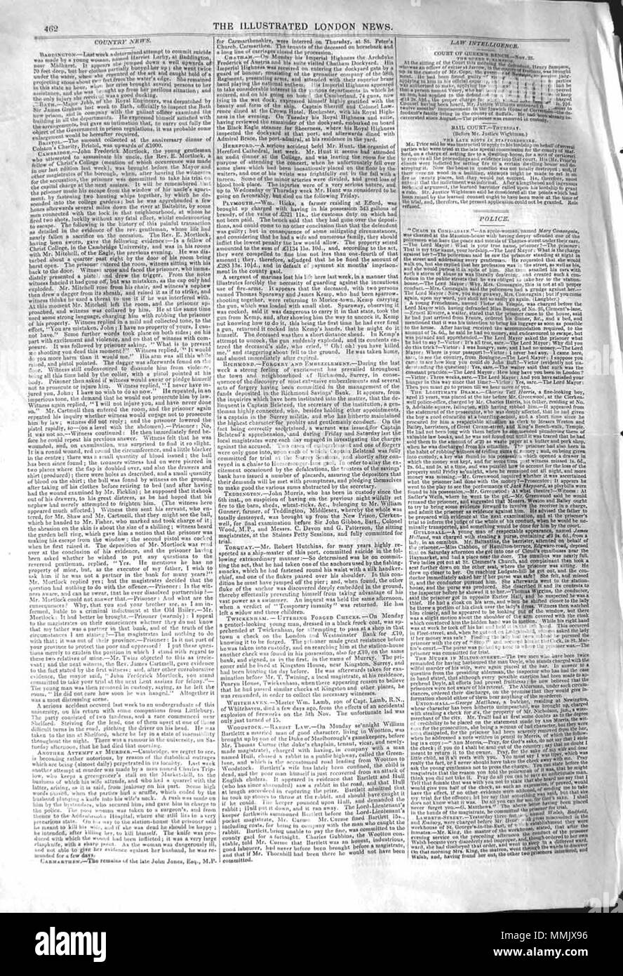 . Illustrated London News, 1842, p. 462 . Il 26 novembre 1842. ILN sconosciuto 1842, p. 462 Foto Stock