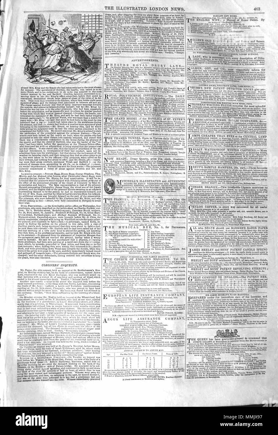 . Illustrated London News, 1842, p. 463 . Il 26 novembre 1842. ILN sconosciuto 1842, p. 463 Foto Stock