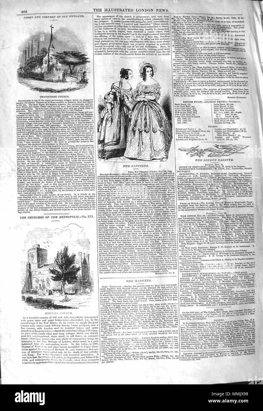 . Inglese: Illustrated London News, 1842, p. 464 . Il 26 novembre 1842. ILN sconosciuto 1842, p. 464 Foto Stock